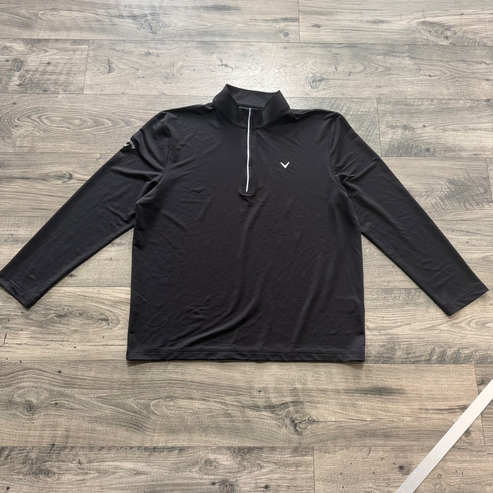 Callaway Mens XL Opti-Dri Quarter Zip Golf Pullover Black Long Sleeve Top
